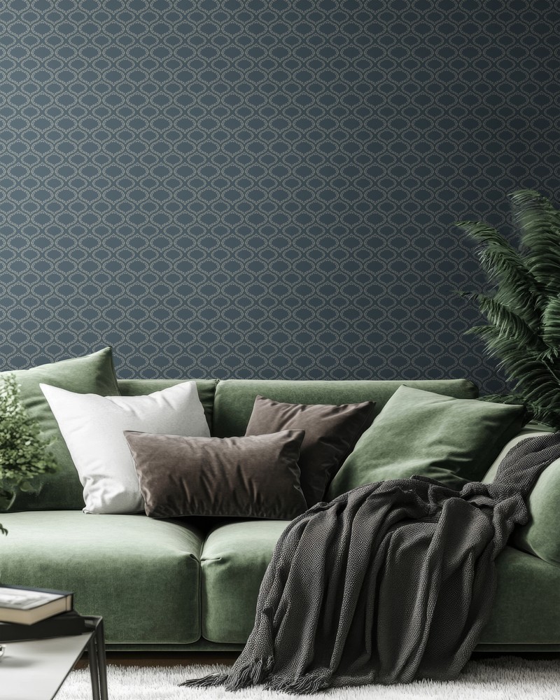 Bild på Ogee and Roses in Blue - 1033401-01